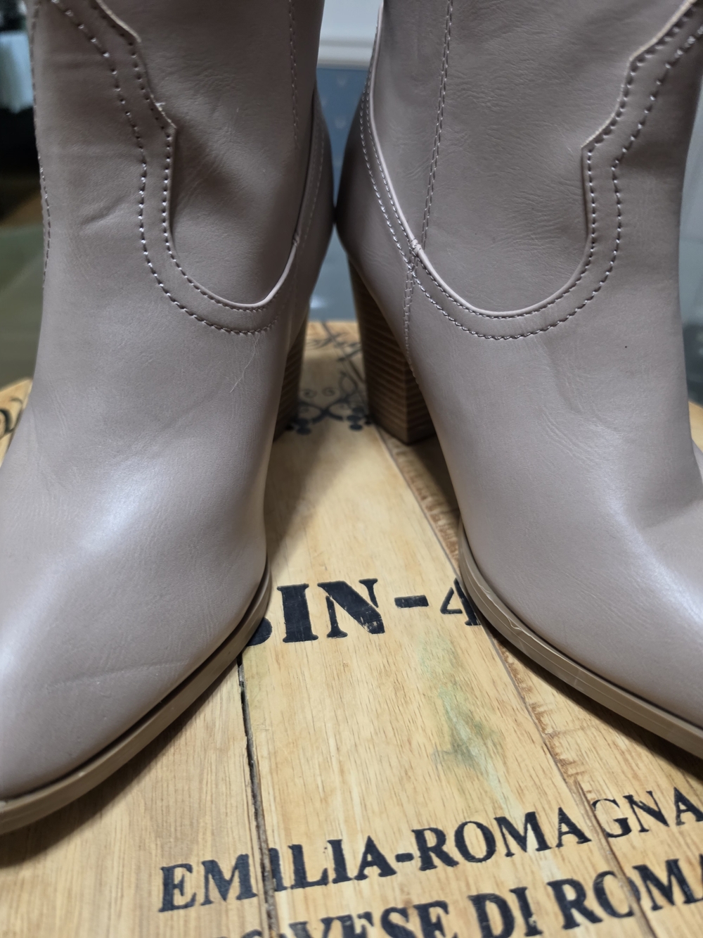 Stylish Taupe Women's Western Ankle Boots - Picture 4 of 12
